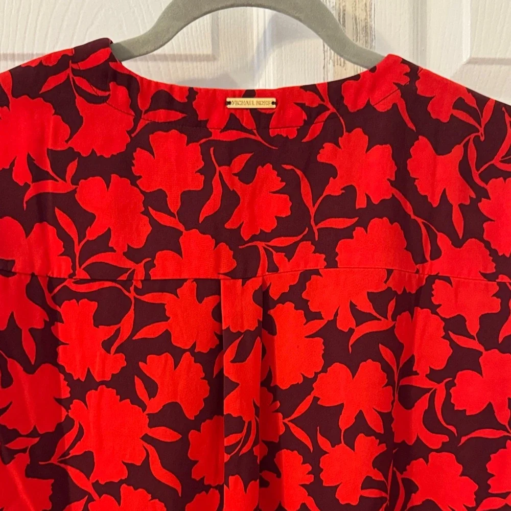 Michael Kors Red and Black Floral Blouse - Picture 5 of 5